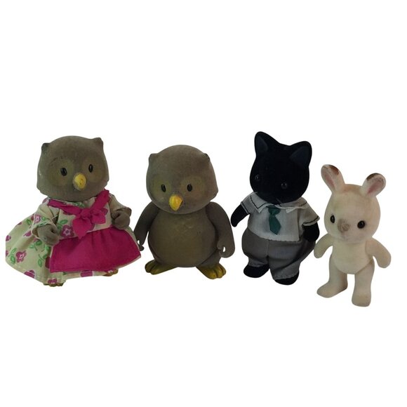 Calico Critters Black Tuxedo Cat White Rabbit Lil Woodzeez Owl Mom Dad Figures - Picture 1 of 16